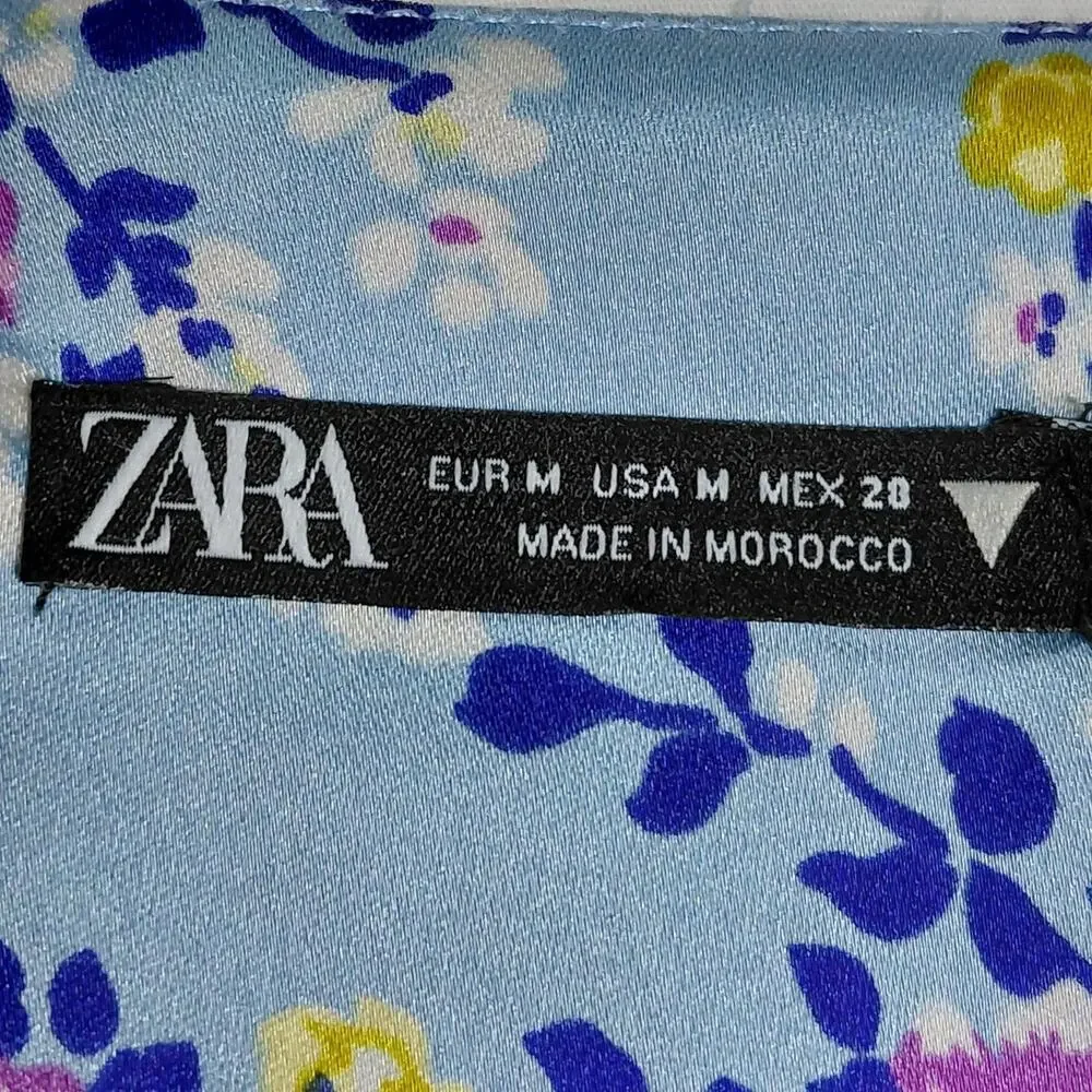 Zara Blue Short Floral Dress Women Size M